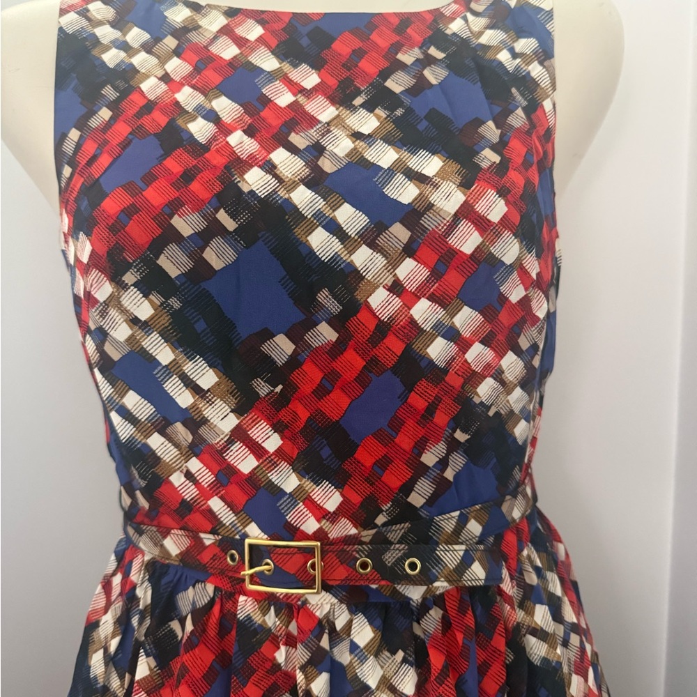 Trina Turk Multicolor Plaid Midi Dress